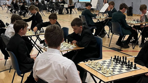 Young players take part in a chess tournament
