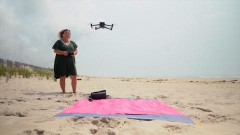 Joanna Steidle with drone