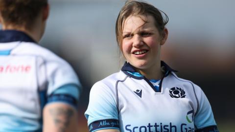 Alex Stewart during a Scotland Women's team run at The Hive Stadium, on March 21, 2025, in Edinburgh, Scotland