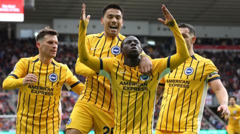Brighton's Yankuba Minteh celebrates