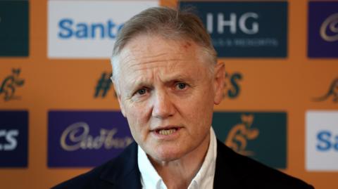 Australian coach Joe Schmidt speaking at a press conference