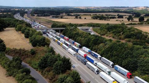 Lorries queuing