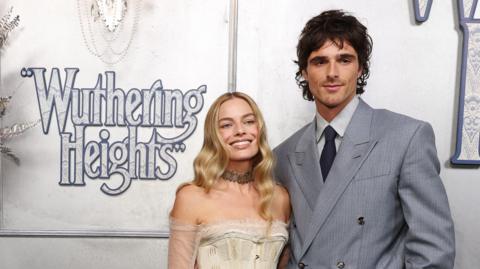 Margot Robbie and Jacob Elordi attend the "Wuthering Heights" Australian Premiere at State Theatre on February 12, 2026 in Sydney, Australia
