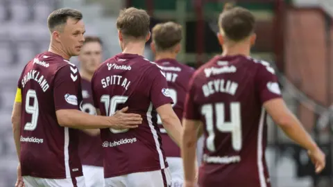 Hearts players celebrating