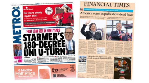 A composite image of newspaper front pages for 5 November