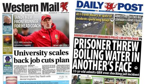 Front pages of the Daily Post and Western Mail 