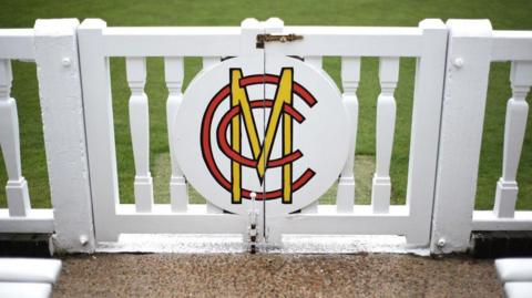 A gate at Lord's displaying the MCC logo