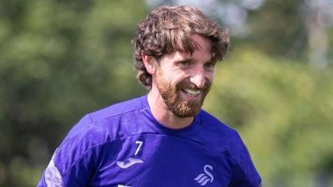 Joe Allen in Swansea training this season