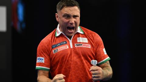 Gerwyn Price celebrates