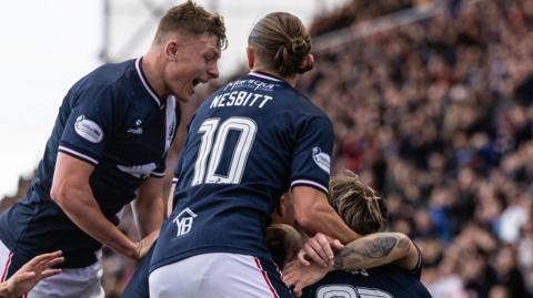 Falkirk celebrate scoring against Dunfermline