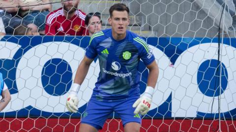 Radek Vitek in goal for Manchester United