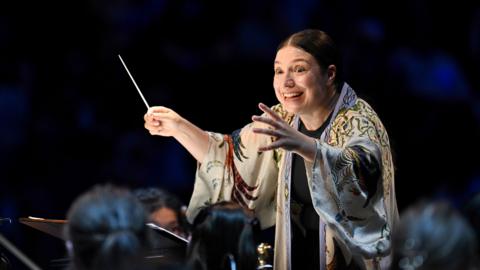 A conductor at the Proms