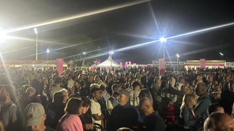 Thousands of people stood outside the Alexander Stadium