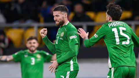 Matt Doherty celebrates scoring