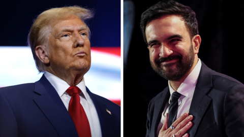 Zohran Mamdani on the right and Donald Trump on the left