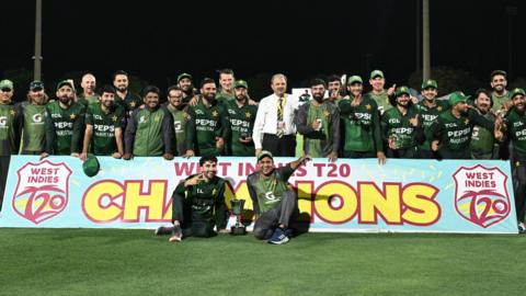 Pakistan with the T20 series trophy