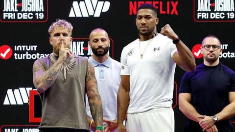 Jake Paul and Anthony Joshua pose for pictures