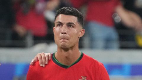 Cristiano Ronaldo cries after missing a penalty