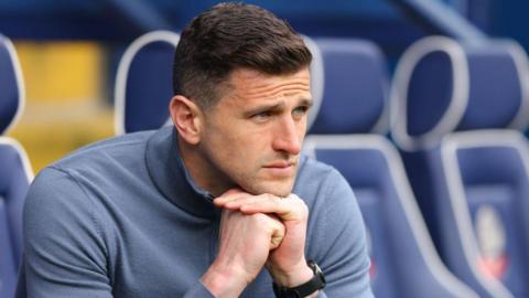 Portsmouth manager John Mousinho ahead of the League One match between Bolton Wanderers and Portsmouth 