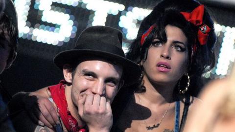 Blake Fielder-Civil and singer Amy Winehouse in the audience during the 2007 MTV Europe Music Awards held at the Olympiahalle in Munich, Germany.