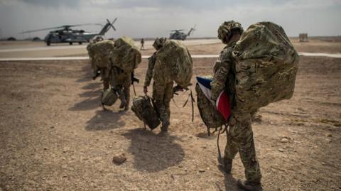 British troops leaving Camp Bastion in Helmand Provice, Afghanistan, in 2014
