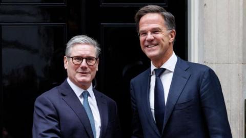 UK Prime Minister Keir Starmer and Nato Secretary General Mark Rutte in front of 10 Downing Street