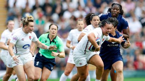 Action from England's Women's Six Nation's win over France.