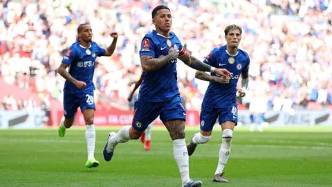Enzo Fernandez of Chelsea celebrates.