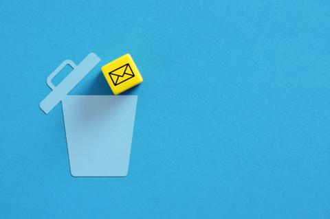 an image of an email icon being put into a 2 dimensional bin