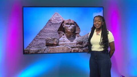 Emma-Louise on the Newsround set