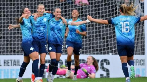 London City Lionesses celebrating a goal