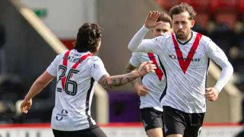 Airdrieonians players celebrating