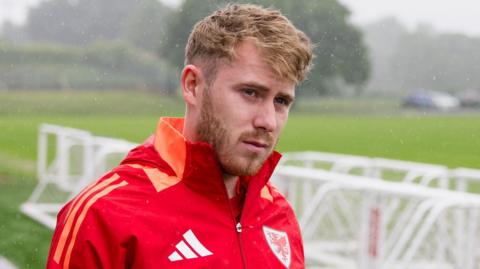 Ollie Cooper training while on Wales duty last year 