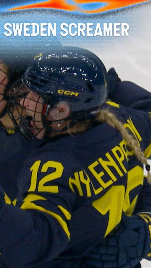 Mira Jungaker of Sweden celebrates scoring a gola with her teammates