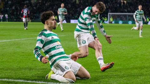 Sebastian Tounekti celebrates making it 2-1 for Celtic