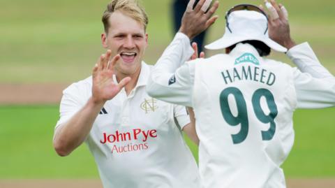 Nottinghamshire celebrate wicket