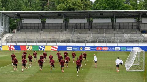 Switzerland train at the Stadion auf der Waldau in Stuttgart