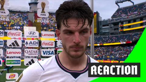Declan Rice gives a post-match interview to BBC Sport at the 2026 World Cup
