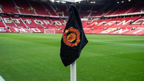 A Manchester United corner flag at Old Trafford