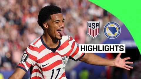 USA's Malik Tillman celebrates his goal against Bosnia