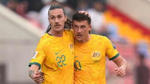 Australia's Jackson Irvine (left) and Ajdin Hrustic (right)