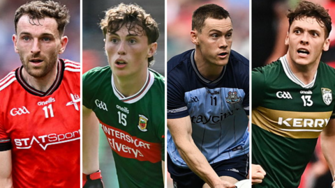 Louth's Sam Mulroy, Mayo's Kobe McDonald, Dublin's Con O'Callaghan and Kerry's David Clifford