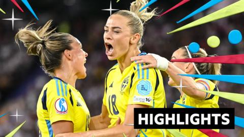 Sweden's Fridolina Rolfo celebrates her goal against Germany