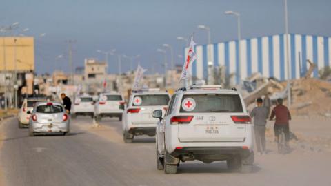 Aid trucks in Gaza