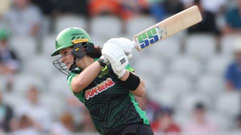 Southern Brave batter Laura Wolvaardt plays a shot