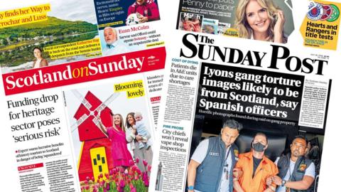 Two front pages from the Sunday papers