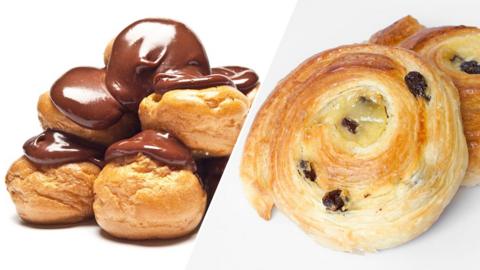 Profiteroles and Danish pastry