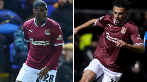 Northampton Town defenders Nesta Guinness-Walker (right) and TJ Eyoma