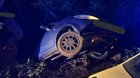 Car crashes in Newtown Linford, Leicestershire