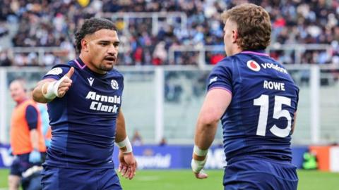 Scotland's Sione Tuipulotu (left) and Kyle Rowe